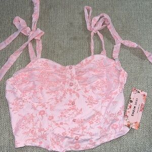 Pink Floral Lace Tank Top